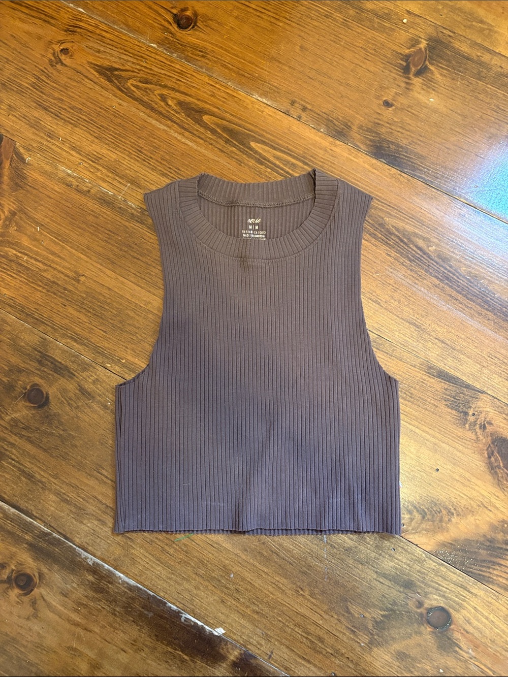 aerie Ribbed Sleeveless Crop Tank - Brown
